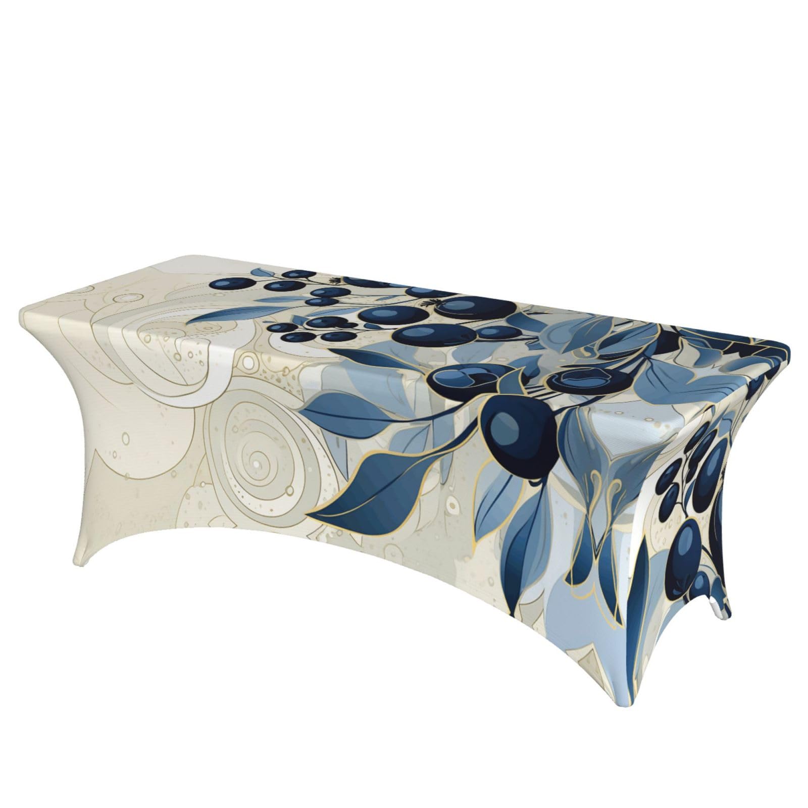 QMKFWT Field of Blueberries Decorative Tablecloth Protector for Wedding, Banquet & Parties6FT Spandex Rectangle Tablecloths, Stretch Washable Table Cloth Wrinkle Free Patio Table Cover
