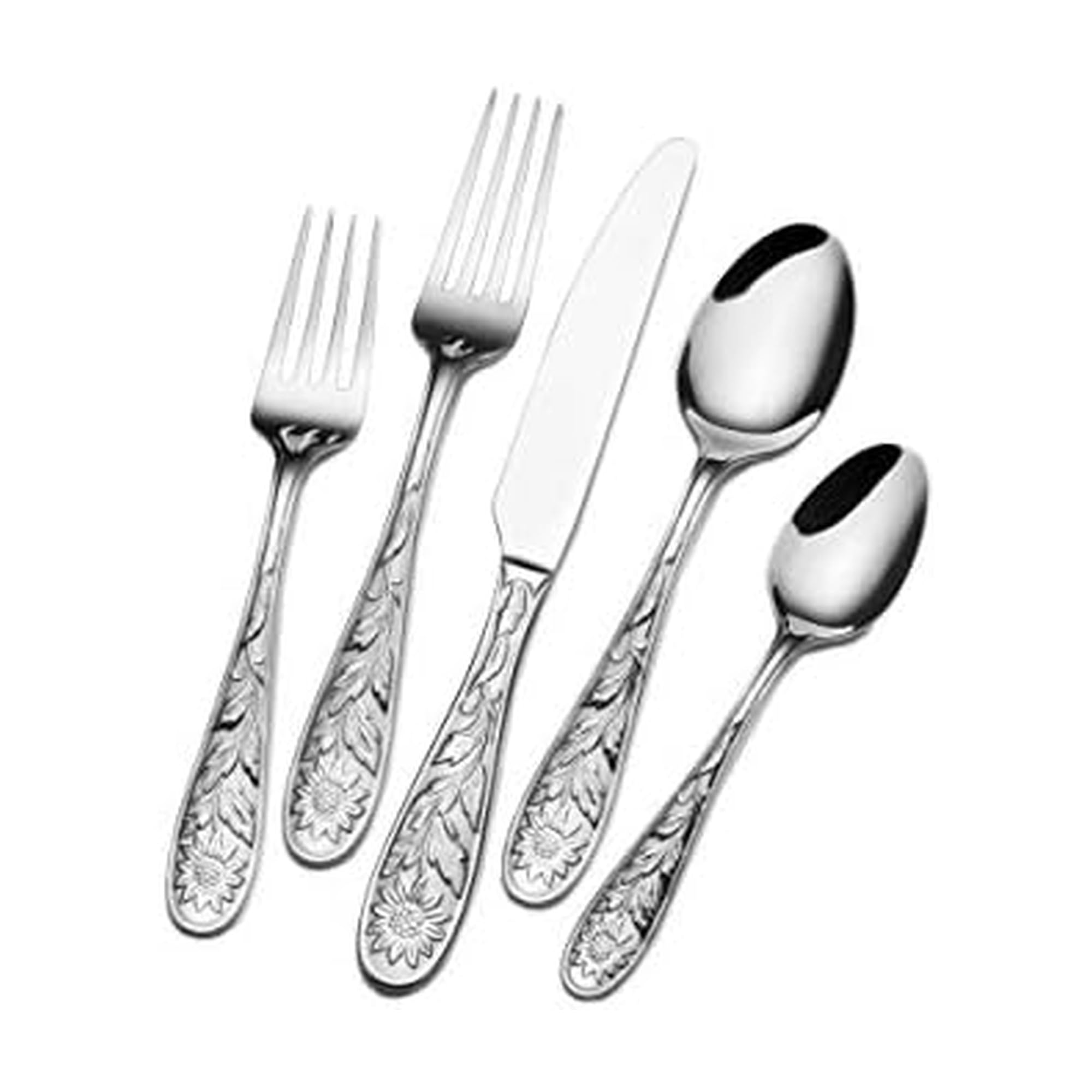 Towle Living Sunflower Flatware Set, 20-Piece, Stainless Steel