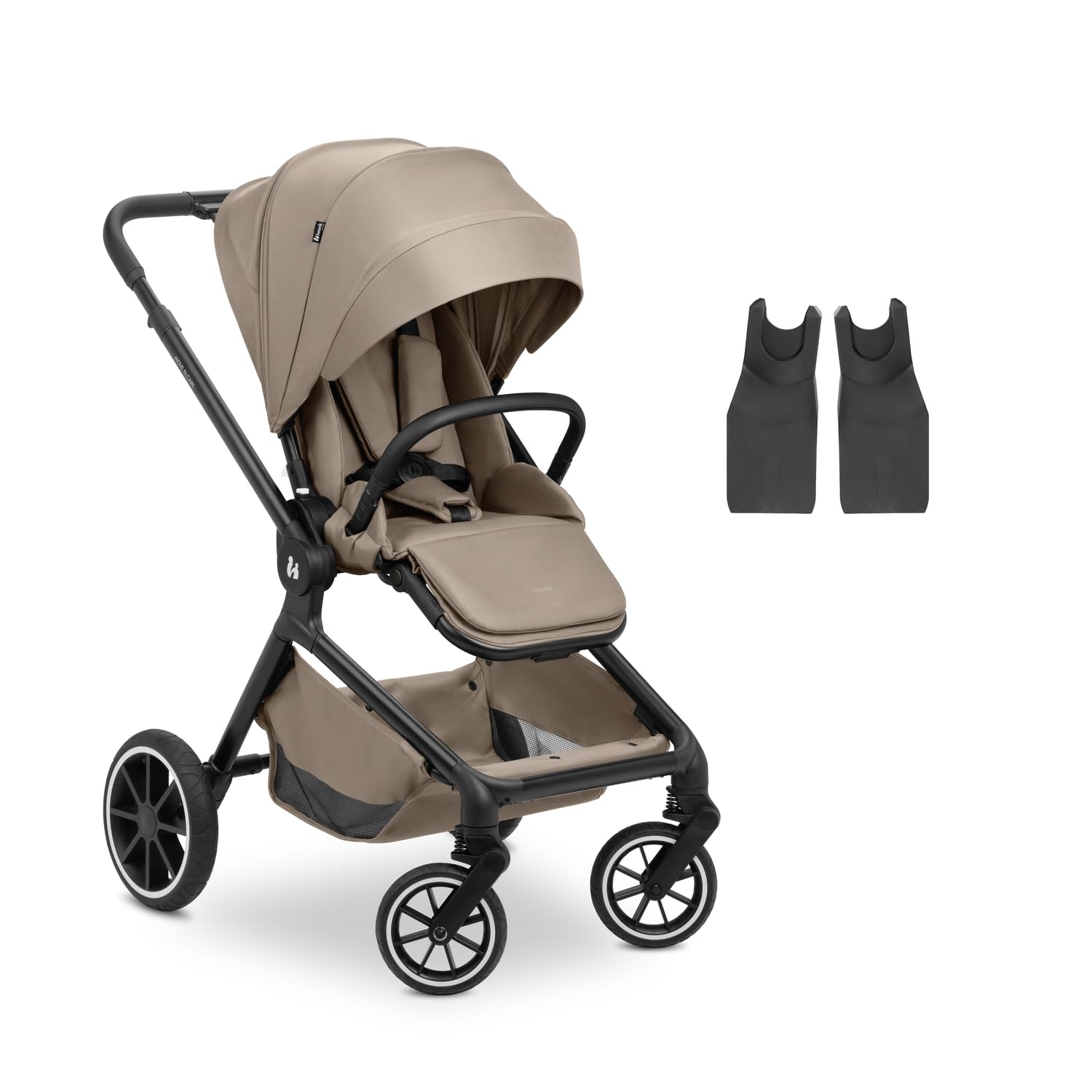 hauck Move N Care, Mocha - Passeggino Bidirezionale e Reclinabile dalla Nascita a 22 kg con Cappottina XL, Ruote di Gomma Ammortizzate - Manubrio Regolabile in Altezza, Adattatore Ovetto Incluso