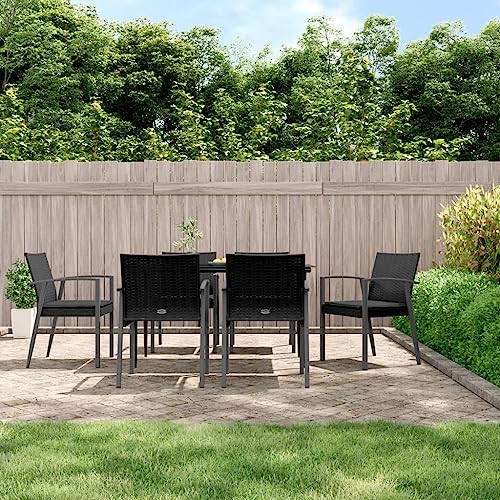 Sillas jardín Cojines 6 uds ratán sintético Negro 56,5x57x83 cm,wenjingqiES-3187080
