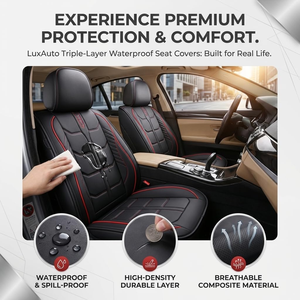 URINOVET for Toyota Mirai 2012-2015 Car Seat Cover, 5-Seater Front Rear Seat Cover, Waterproof and Wear Resistant Leather Seat Covers(Full Set,Coffee)