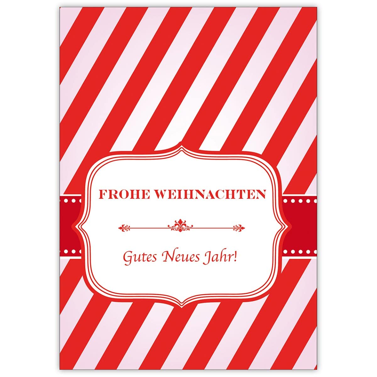 20er Christmas Card Set Klassische Weihnachtskarten als Weihnachtsgrüße mit Zuckerstangen Design, innen Ihr Text (Var4) Weihnachtspost: Frohe Weihnachten, Gutes Neues Jahr