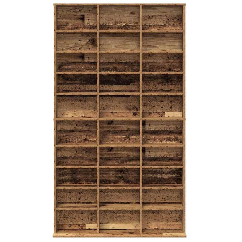 Regał na płyty CD, stare drewno z materiału drewnopochodnego, 101 x 23 x 177,5 cm, 30 półek na płyty, jako szafka na media, regał HiFi, szafka pod telewizor, kredens do salonu, kina domowego