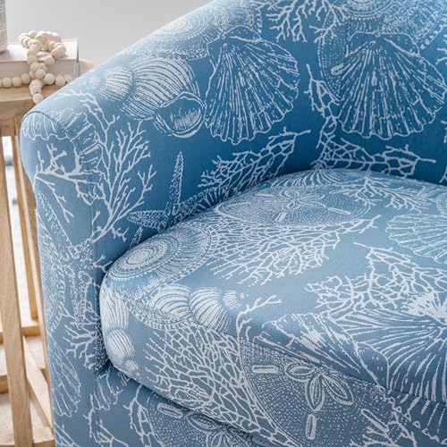 Sillón giratorio azul con patrón costero miniatura 4