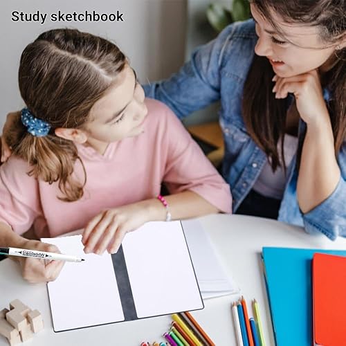 Miniatura 6 de coojsoo Cuaderno de pizarra blanca, portátil, de borrado en seco, reutilizable, borrable, de doble cara, con rotulador, para negocios, oficina,