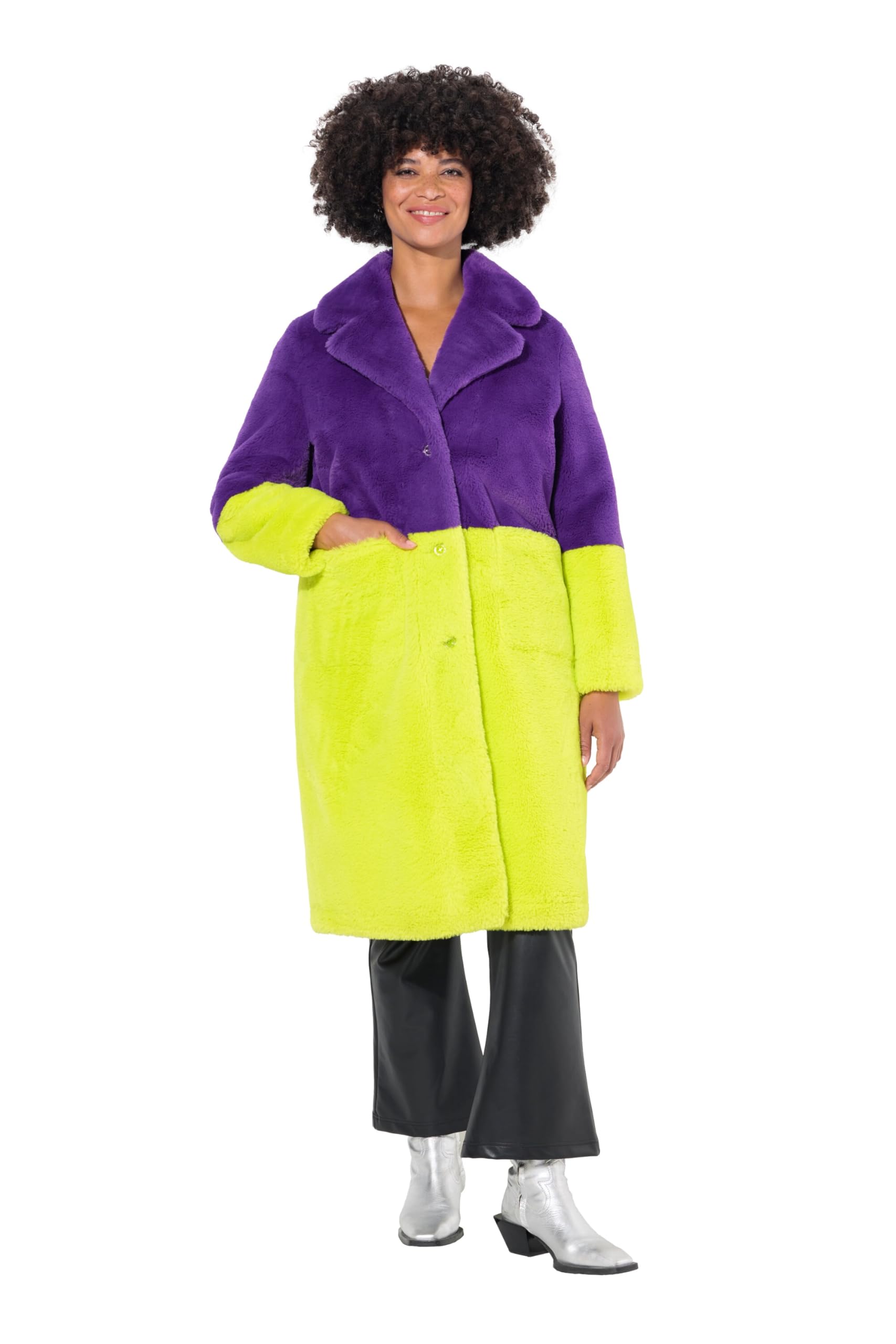 Angel of Style Damen große Größen Übergrößen Plus Size Mantel, Webpelz, zweifarbig, Reverskragen 833992