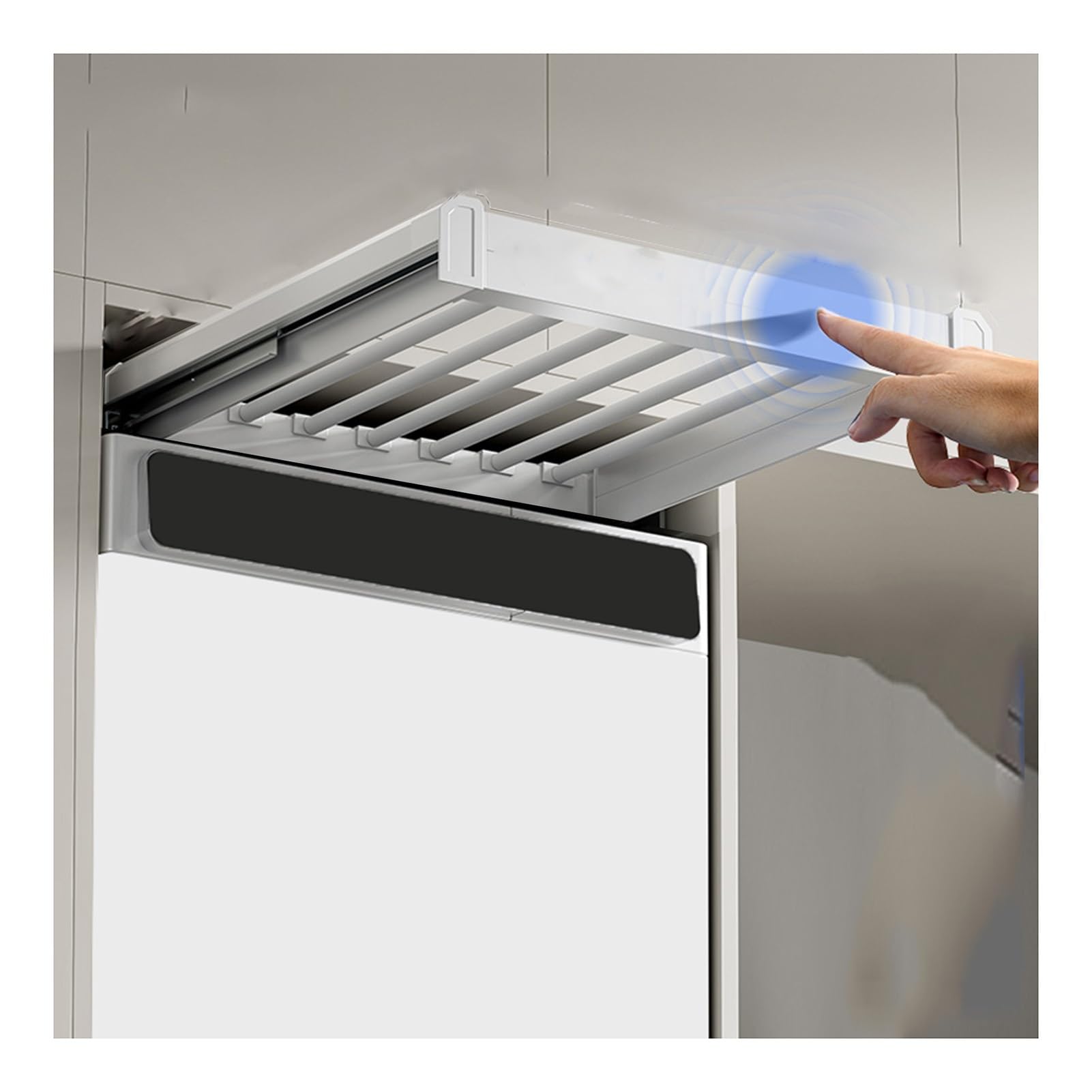 Generisch Verstellbarer Wäscheständer für die Waschmaschine, verschiebbare, geräuschlose Hosenaufziehstange, platzsparender Schubladenorganizer (Farbe 1, 45x56-66cm)