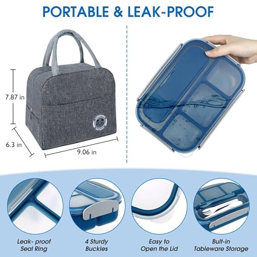 Korlon 30 Pcs Bento Box Adult Lunch Box, 1300Ml Kids Lunch Box 4 Compartment Durable Leakproof Lunch Containers For Adults With Spoon Fork Bag Accessories, Microwave Dishwasher Freezer Safe #TOP2