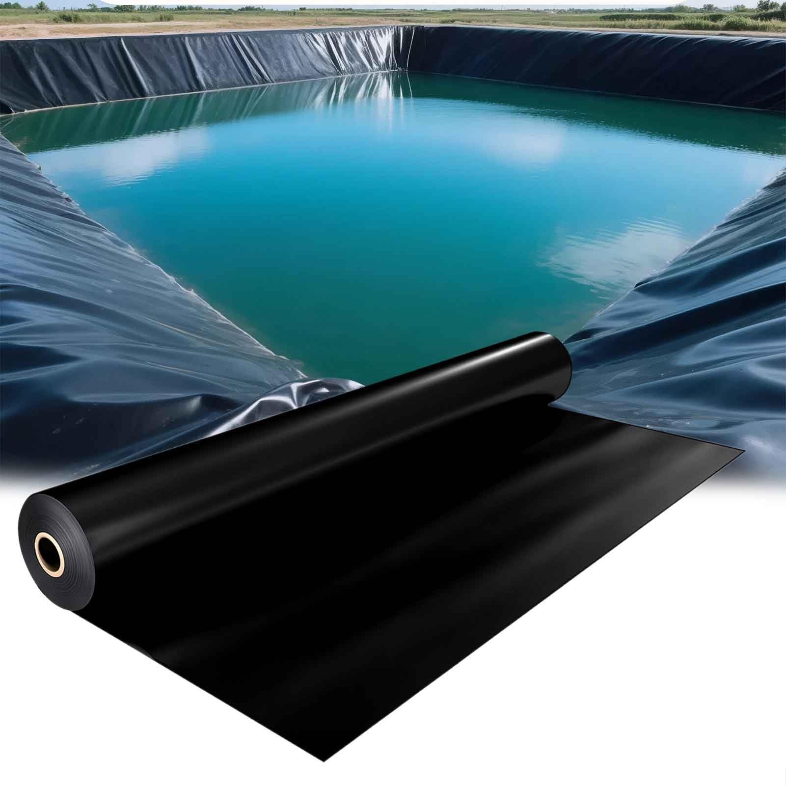 DMCHENGMA Black Heavy-Duty HDPE Pond Liner - 5x7m/6x6m/8x12m/10x15m 5 Mil Thick Durable Waterproof & UV Resistant Pool Membrane for Agricultural & Construction Use(2x8m(6.5x26.2ft))