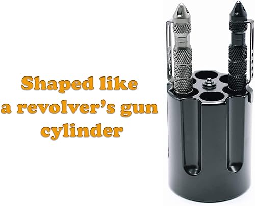 Miniatura 5 de Caliber Gourmet Revolver Pen Holder, Paper Weight, Desktop Organizer, black, Cast Aluminum Heavy Duty holder - Office Accessory, Christmas Gift