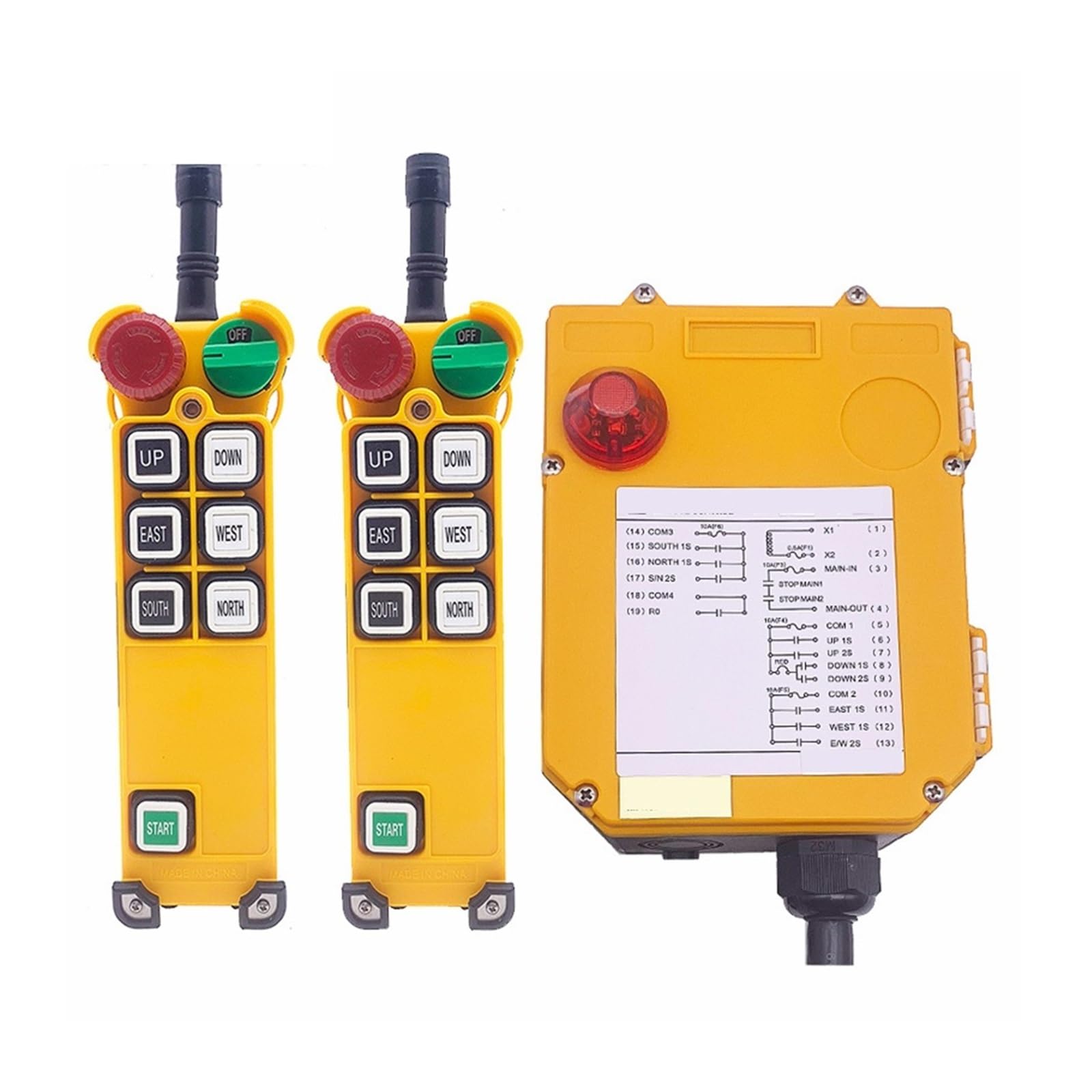 JVDDI F24-6D 6 Buttons Industrial Wireless Radio Crane Remote Control Double Speed Switches Hoist Overhead Bridge Crane Controller(2T1R,AC36)