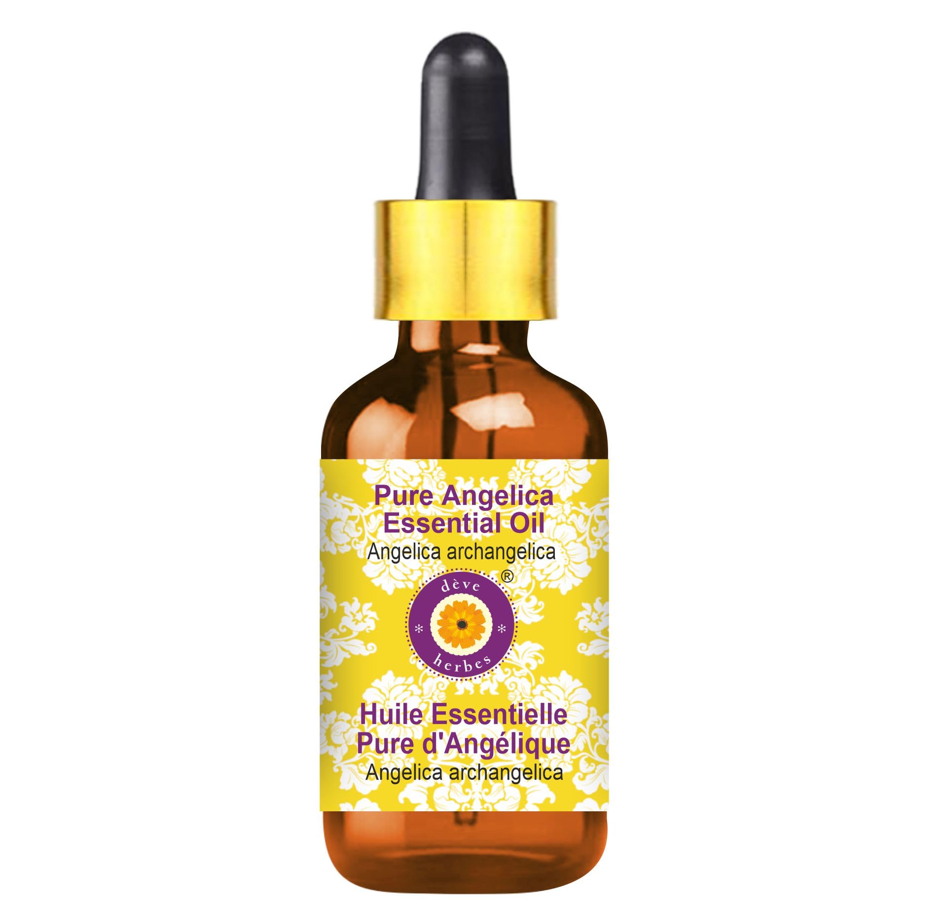 Deve Herbes Pure Angelica Essential Oil (Angelica archangelica) with Glass Dropper Natural Therapeutic Grade Steam Distilled 50ml (1.69 oz)