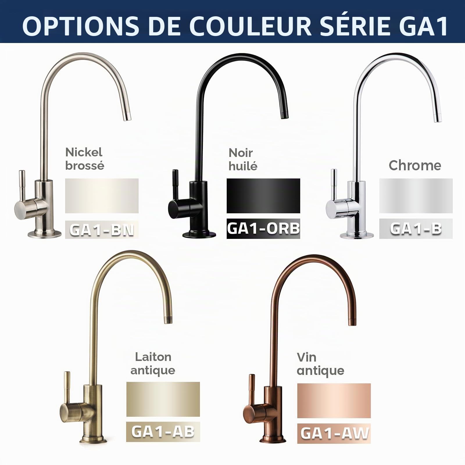 iSpring GA1-AB Robinet RO contemporain robuste sans espace d'air – Design haut de gamme sans plomb pour systèmes de filtration RO et éviers de bar, laiton antique