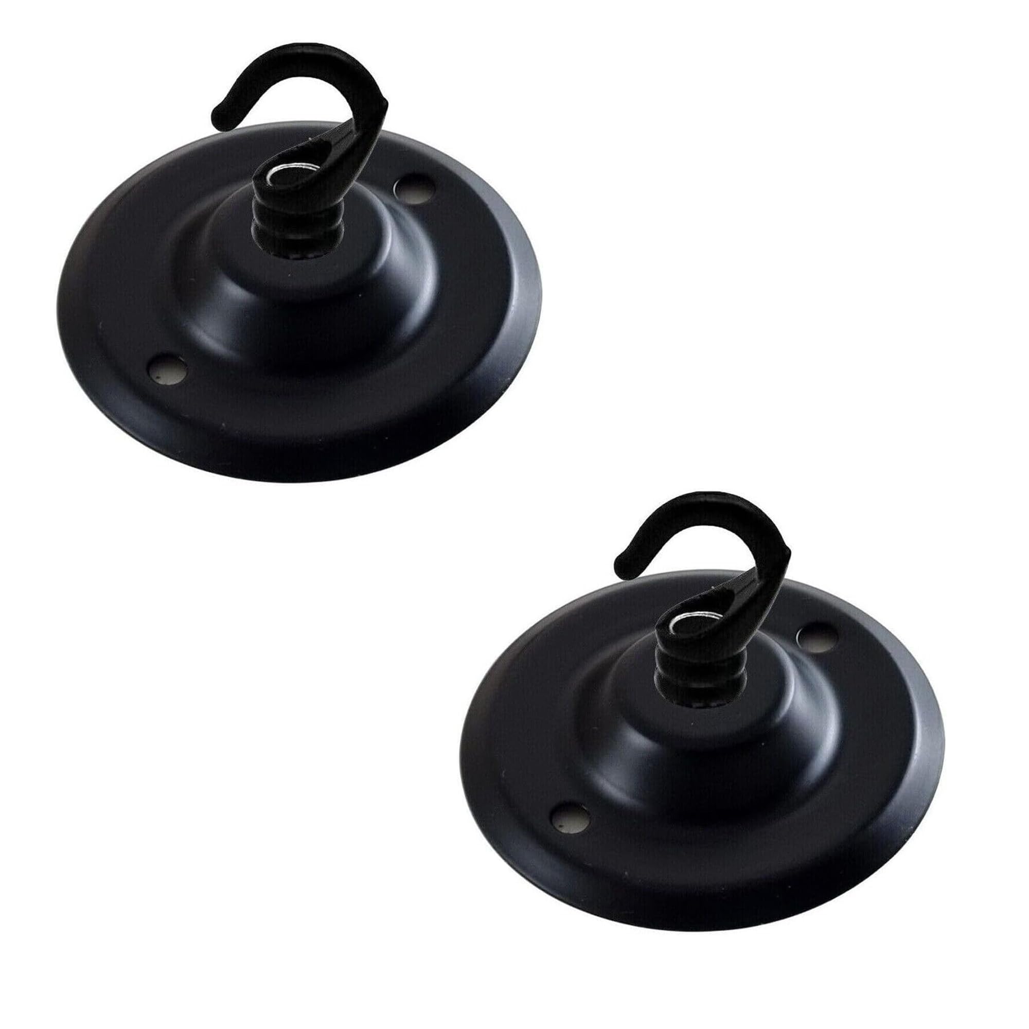 Ledsone Black 2 Pack Ceiling Rose Hook Plate Metal 75Mm Light Fitting Pre-Drilled Holes Canopy Kit With Accessories For Chandelier Pendant Lights Hanging Lamps Planters