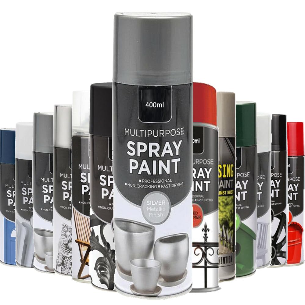AlezyB - 1 x Multi Purpose Metallic Silver Spray Paint 400ml Aerosol Spray for Metal and Wooden Furniture, Ornaments, Decorative Items and Much More for Interior & Exterior - MTLV2