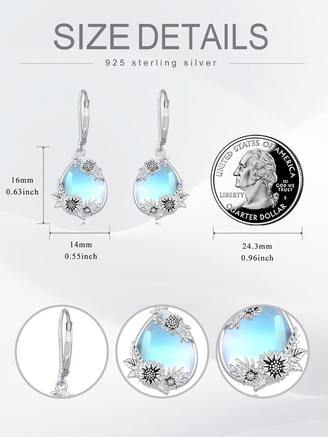 Dorunmo Butterfly/Axolotl/Cat/Highland Cow/Panda Earrings for Women 925 Sterling Silver Moonstone Leverback Earrings Cute Animal Jewelry Gifts - Image 4