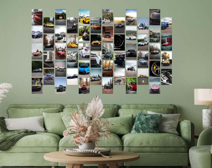 Image of Pack of 54 Cars 01 Wall Collage Kit Posters - 4 x 6 Inches Wall Decor Poster - Wall Art For Bedroom, Living room, Office - 1 Tissue Tape