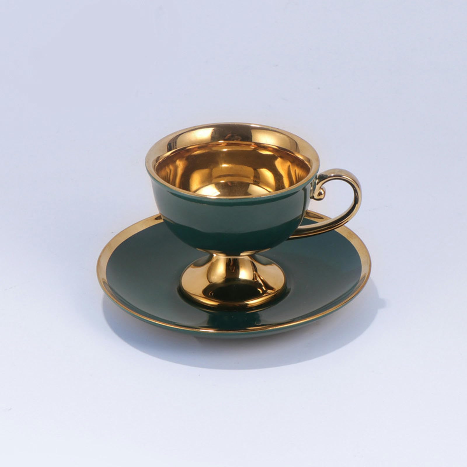 Ceramiczny zestaw filiżanek do kawy, porcelanowa pozłacana filiżanka do herbaty i spodek, europejski styl do domowego biura popołudniowej herbaty - 2 sztuki
