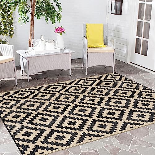 tapis extérieur –Vondom-marquis-modele-ressemble-mandala-motif-noir-blanc