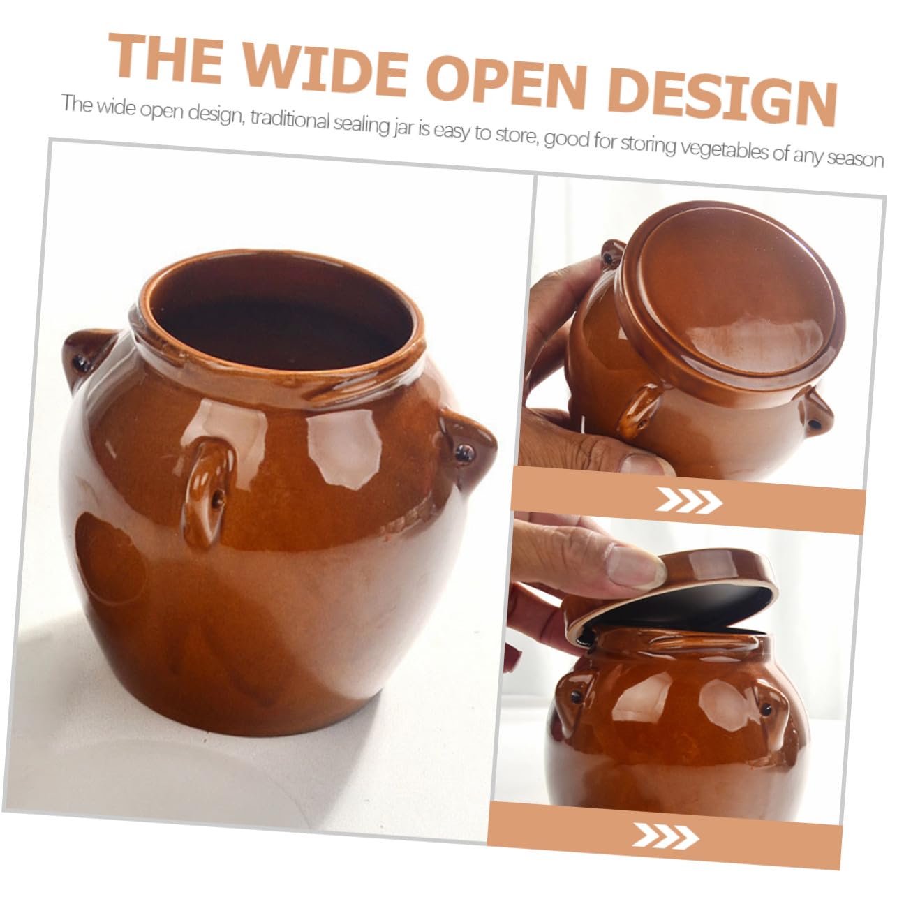 DOITOOL Tarro de Vintage Grande para Almacenamiento de Alimentos Tarro Sellado para Miel Encurtidos y Condimentos Recipiente Multiusos para Cocina y Conservación de Alimentos