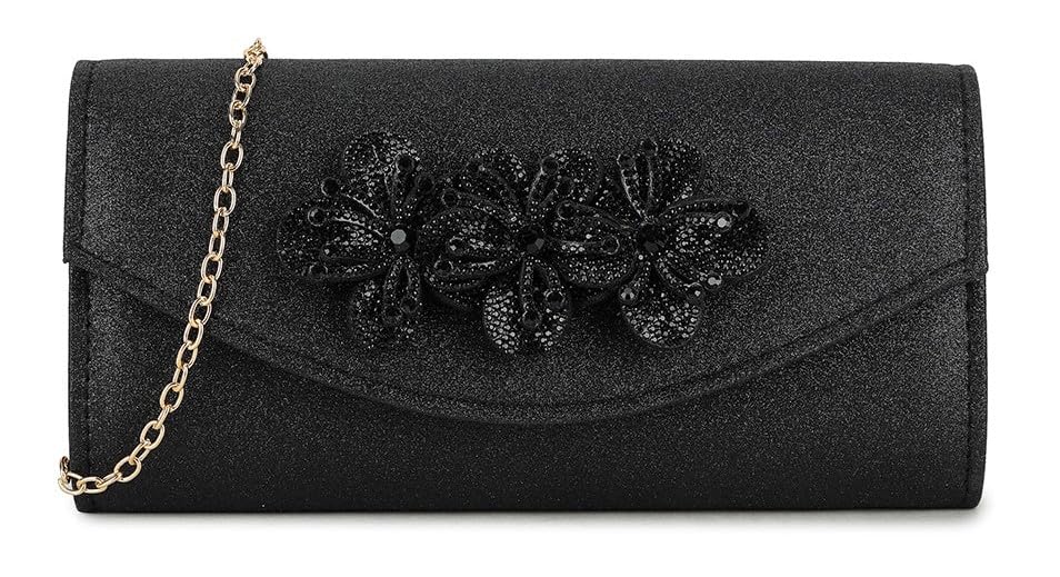 Pochette de soirée en strass fleurie : le sac anti-encombrement
