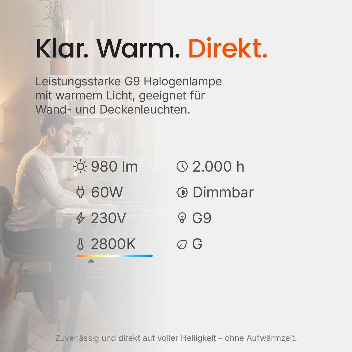 Osram G9 Halogenlampe 230 V - 60 W - 2800 K - 980 lm - Stecklampe - Warmweißes Licht - Dimmbar - 20 Stück