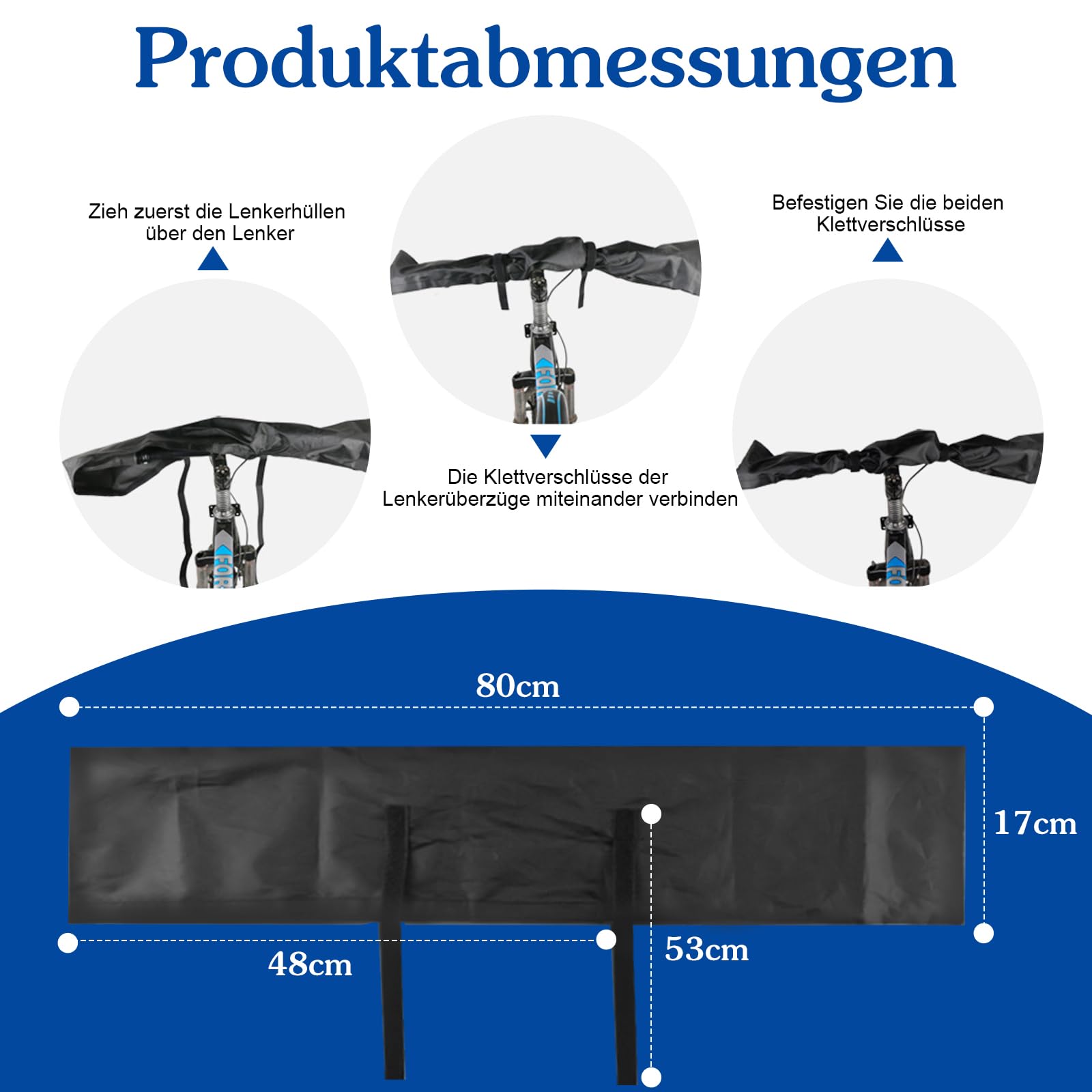 LATRAT Pokrowiec ochronny na kierownicę Ebike akcesoria rowerowe, wodoodporne, odporne na wilgoć i kurz, z taśmą klejącą akcesoria kempingowe, 80 x 17 cm
