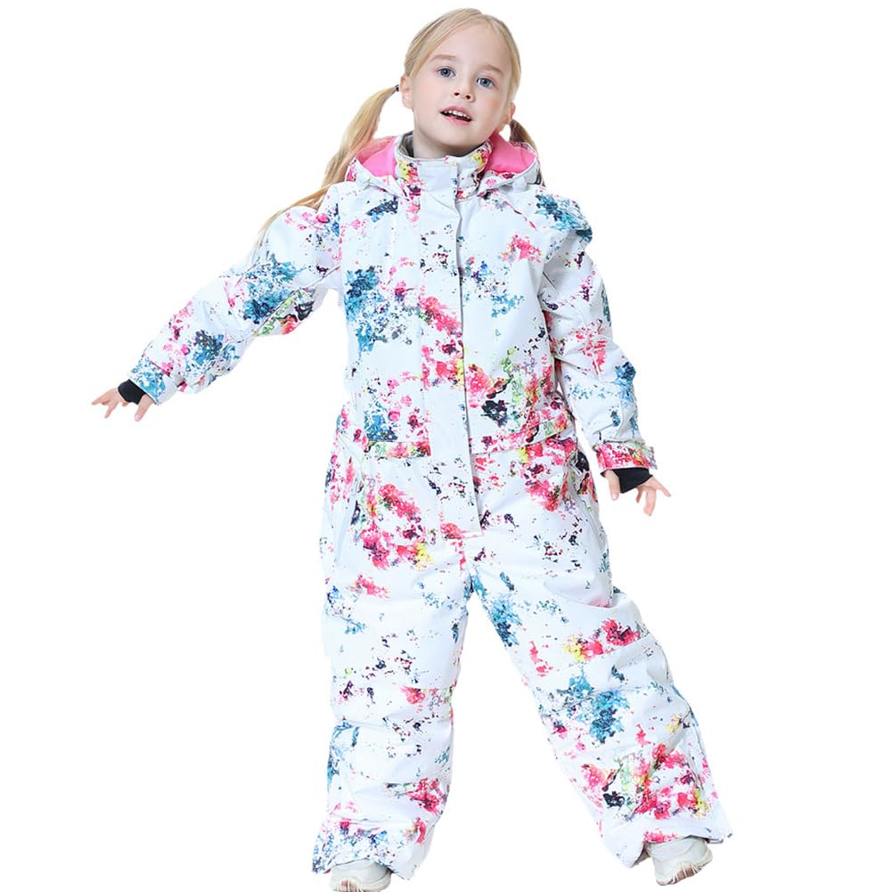 Traje de nieve para niños con capucha, a prueba de viento e impermeable, traje de esquí para niñas, mono de esquí grueso y cálido