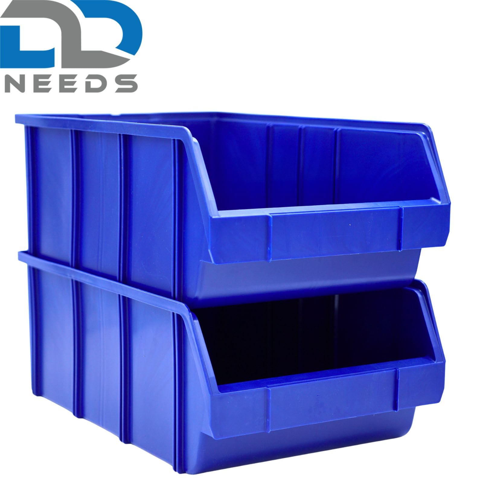 D2D | 15 Stück Sichtbox Größe (L/B/H): 489 x 304 x 185 mm, Polypropylen (PP) - B01 - Farbe: Blau - Stapelbares Schubfach Lagerbox