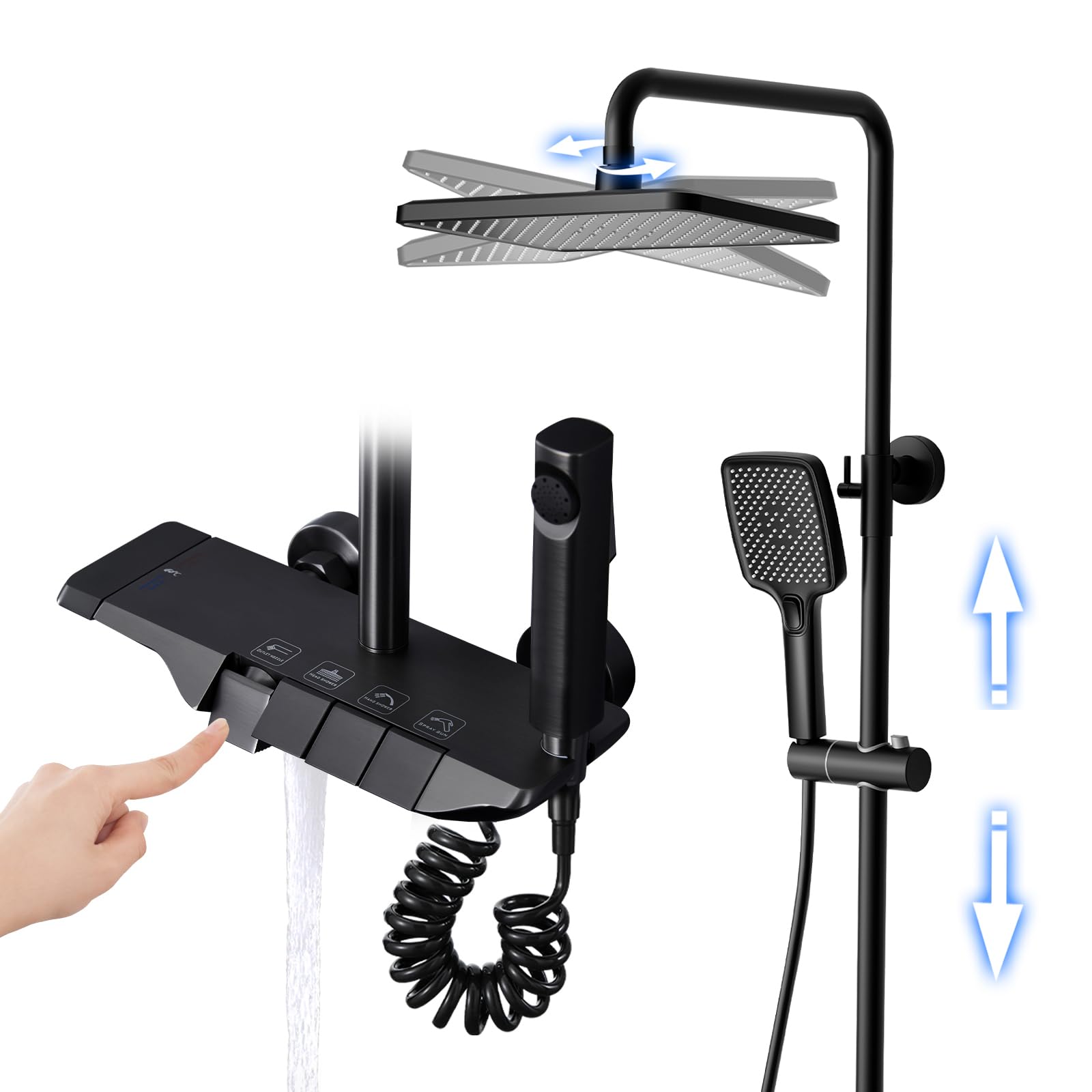 OUGOO Duschsystem Mit Wannenauslauf – Komplettset Inkl. Regendusche & Handbrause, Chrom