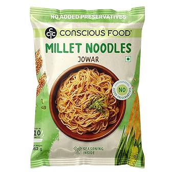 Conscious Food Millet Noodles | 162g | No Preservatives| No Maida | No Msg | No Artificial Colors or Flavors, No Trans Fat & Cholesterol - image, photos
