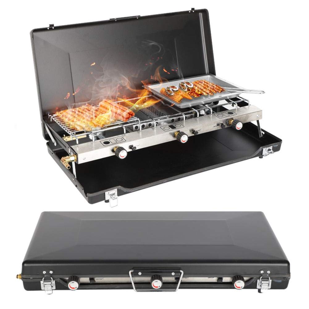 Buy Folding Double Burner Stove And Grill, Mini Barbecue Picnic Camping