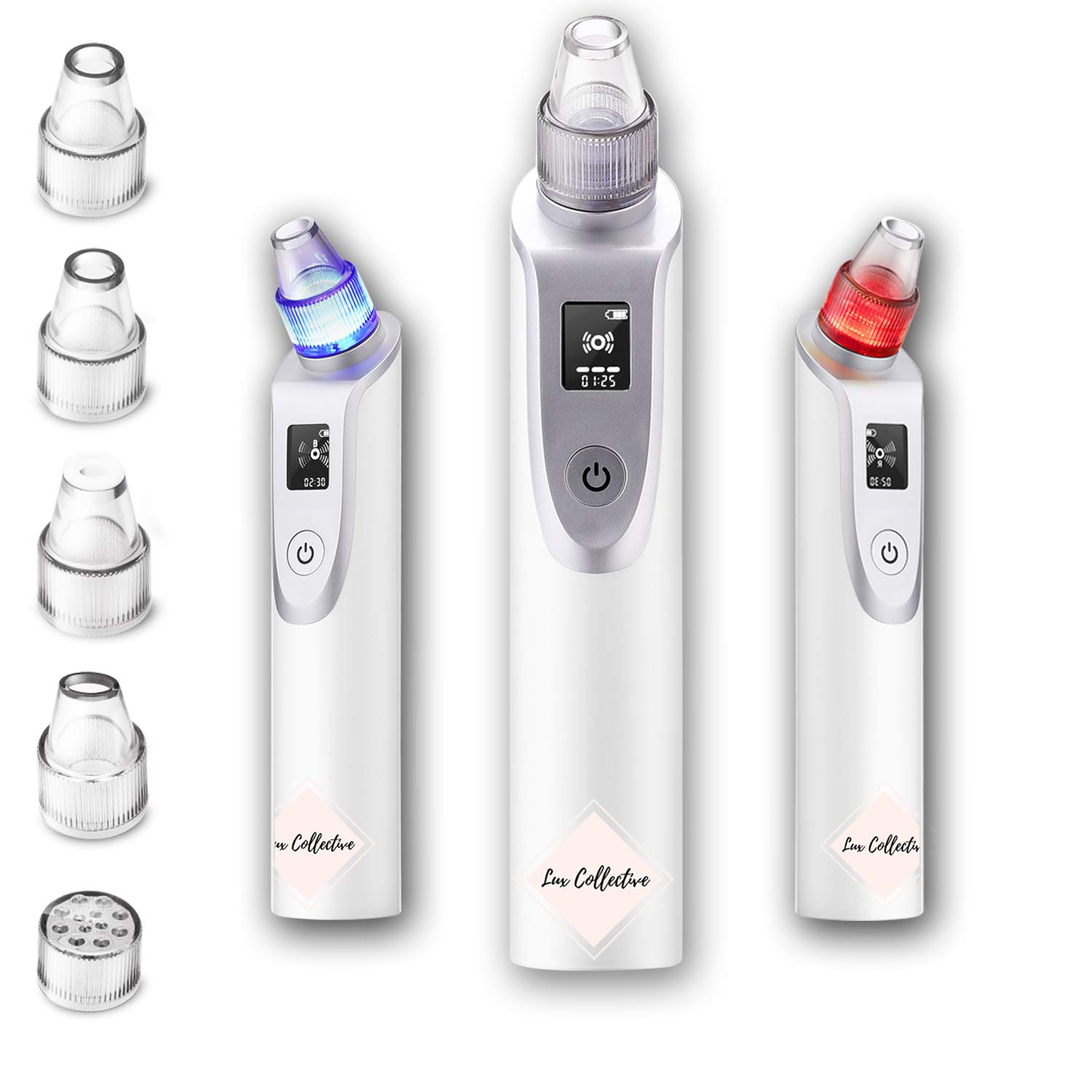 Blackhead Remover Pore Vacuum with Blue and Red Light Therapy Electric Acne Comedone Suction Pimple Zit Extractor for Men Women Facial Treatment Professional Beauty Device