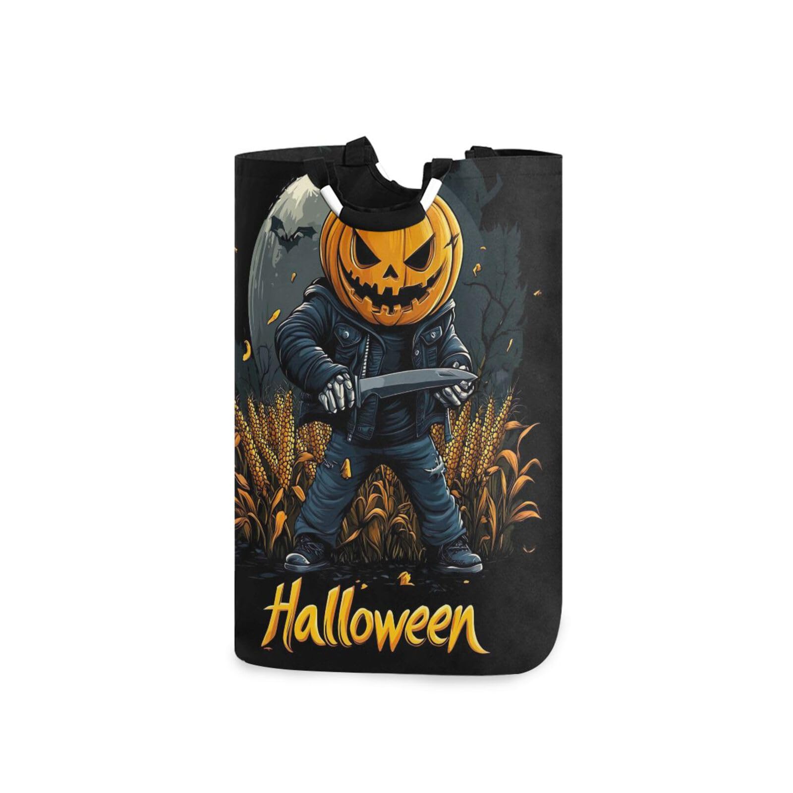 Jihqo Laundry Hamper Basket Halloween Pumpkin Collapsible Nursery Storage Bin Waterproof Clothing Baskets for Home Bedroom Bathroom Washing Room