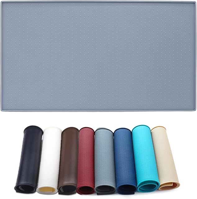 AMZNOVA Pet Feeding Mat Dog Cat Bowl Mat 60cm×40cm Large Waterproof & Anti-slip Food Grade Silicone Pet Food Mat, Grey
