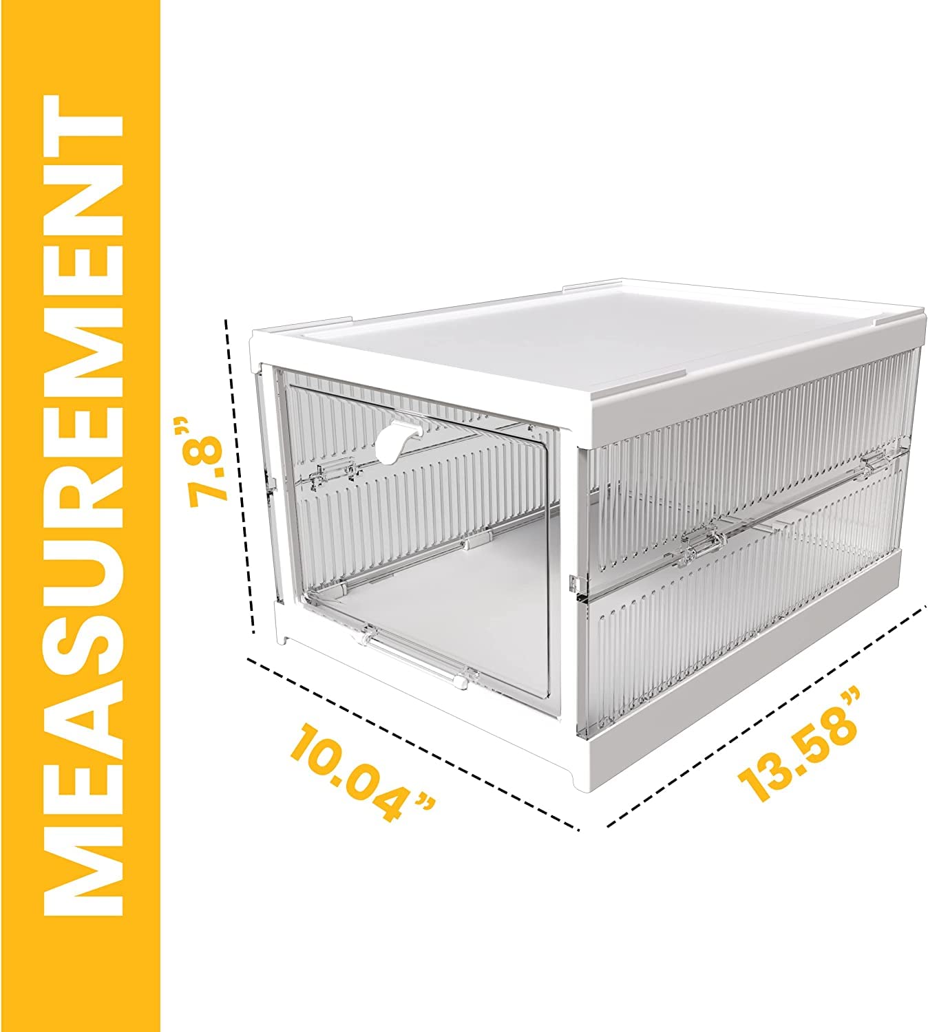 LOOKMINT Shoe Organizer Boxes Foldable Pack of 3 Stackable Shoe Boxes Clear Shoe Containers Versatile Narrow Shoe Rack for Sneakers Transparent Plastic Fit Up to US Size 12, Easy Assembly, White 4