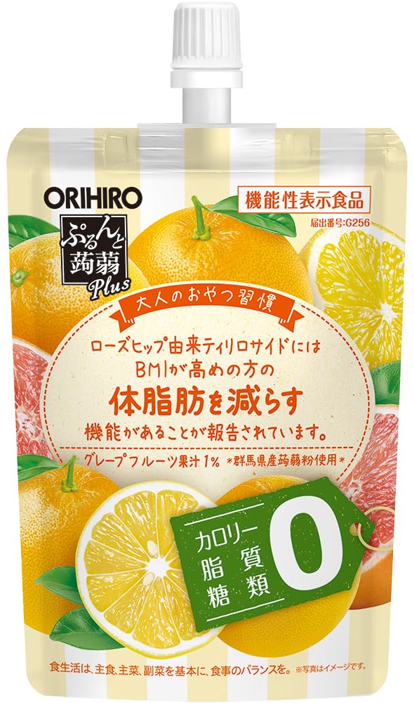 Amazon.co.jp: オリヒロ ぷるんと蒟蒻Plus グレープフルーツ味 130g×8