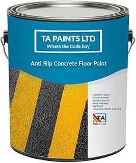 T A Paints Ltd Non Slip Floor Paint Multi Concrete Garage Steps Factory Floor Brick Stone Wood Metal Floors Packing may vary (2.5L Yellow BS 08 E 51)