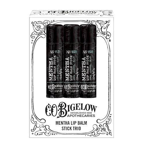 Miniatura 3 de C.O. Bigelow Mentha Lip Balm Sticks, paquete de 3 barras de bálsamo labial a granel con manteca de karité y aceite de menta, 0.15 onzas