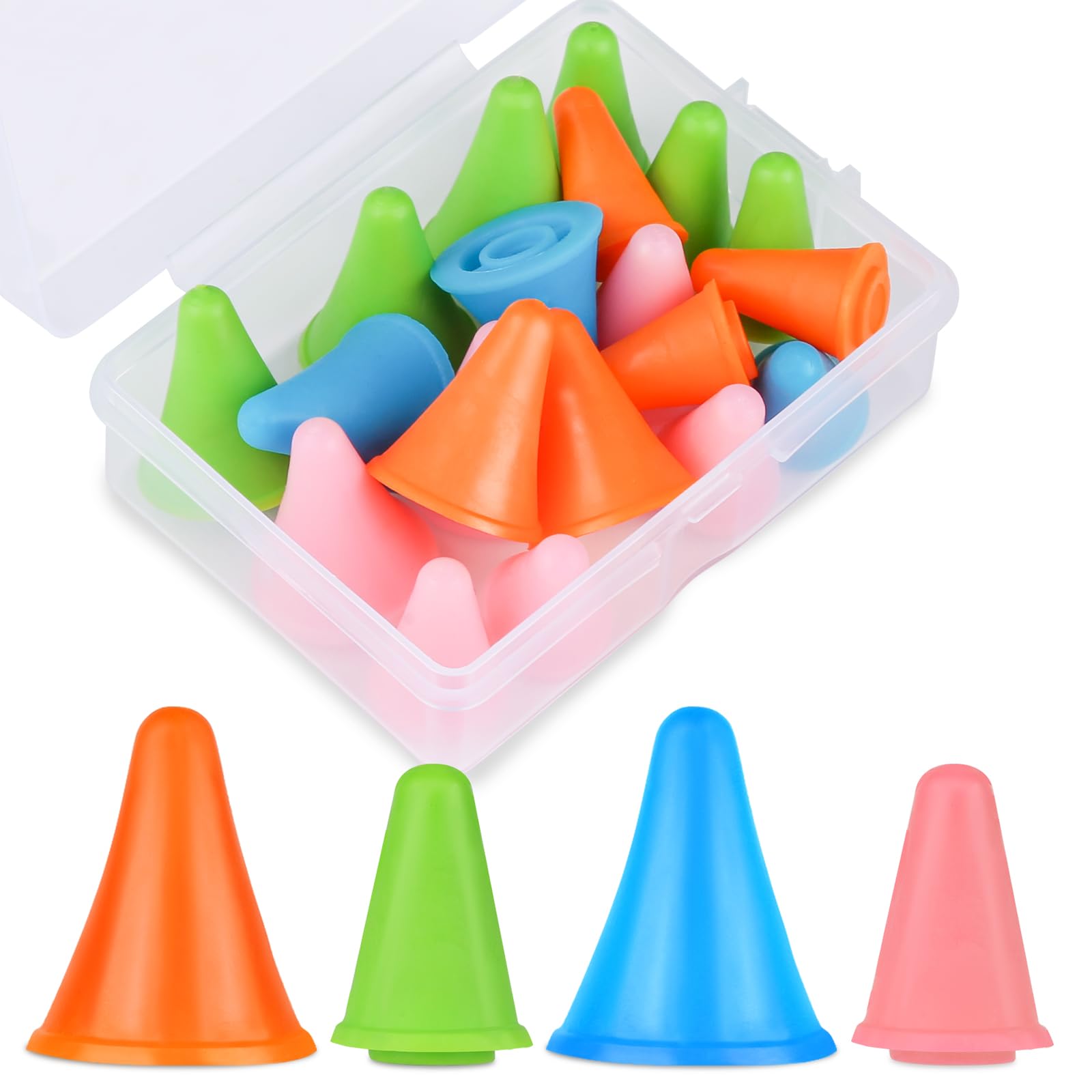 20 PCS Knitting Needles Point Protectors/Stoppers with Plastic Box, Multi-Colored 2 Sizes(10 PCS Small+ 10 PCS Big Knitting Needles Cap) Needle Tip Stoppers for Knitting Craft