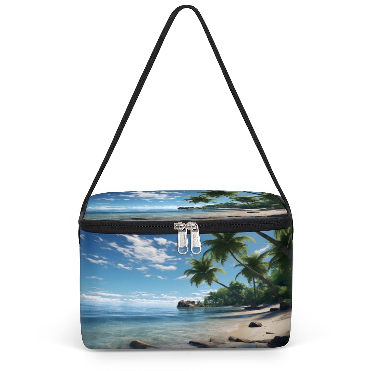 Nature Sea Lunch Bags for Women Men 9 Cans, Hot & Cold Food Delivery Bag Insulated Grocery Bag Insulated Lunch Box Tropical Palm Trees Cooler Bag for Office Work Picnic Beach