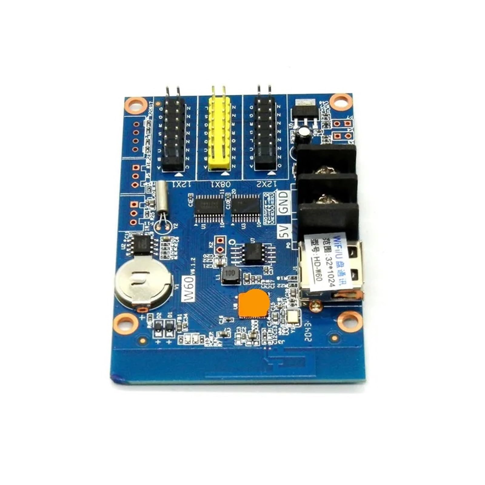 JJKKOZVQF HD-W60 Led Control Card 1024 * 32 Pixels Wireless Single/Dual Color Led Controller P10,f3.75 Module Drive Board