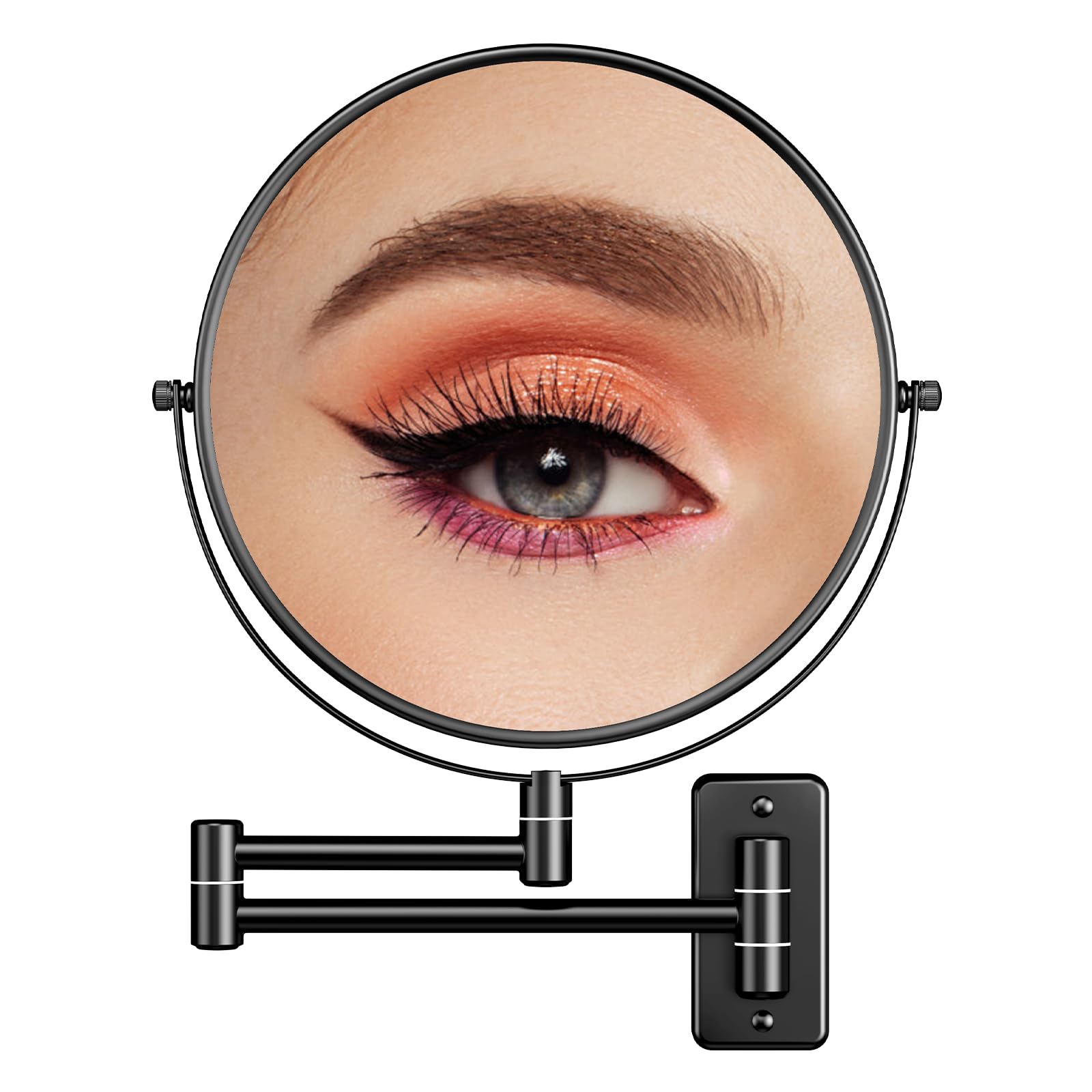 Benbilry 9 Inch Wall Mounted Makeup Mirror with 10x Magnification, 360° Rotating, Large Size Vanity Mirror, Extendable Vanity Mirror, 10x Magnification, Shaving Mirror with