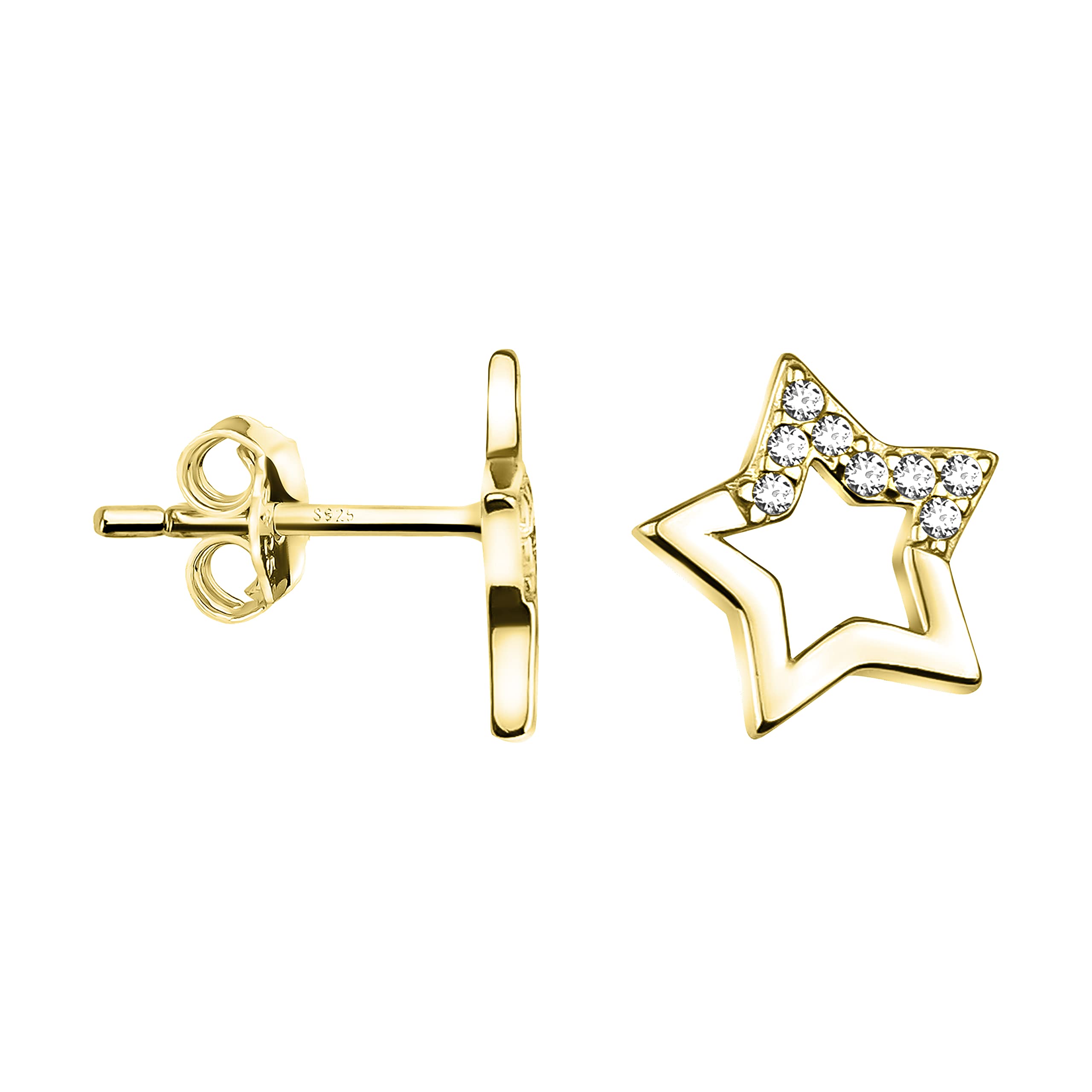 Sofia Milani Pendientes para Mujeres en Plata de Ley 925 - con Circonitas - Pendientes de Estrella