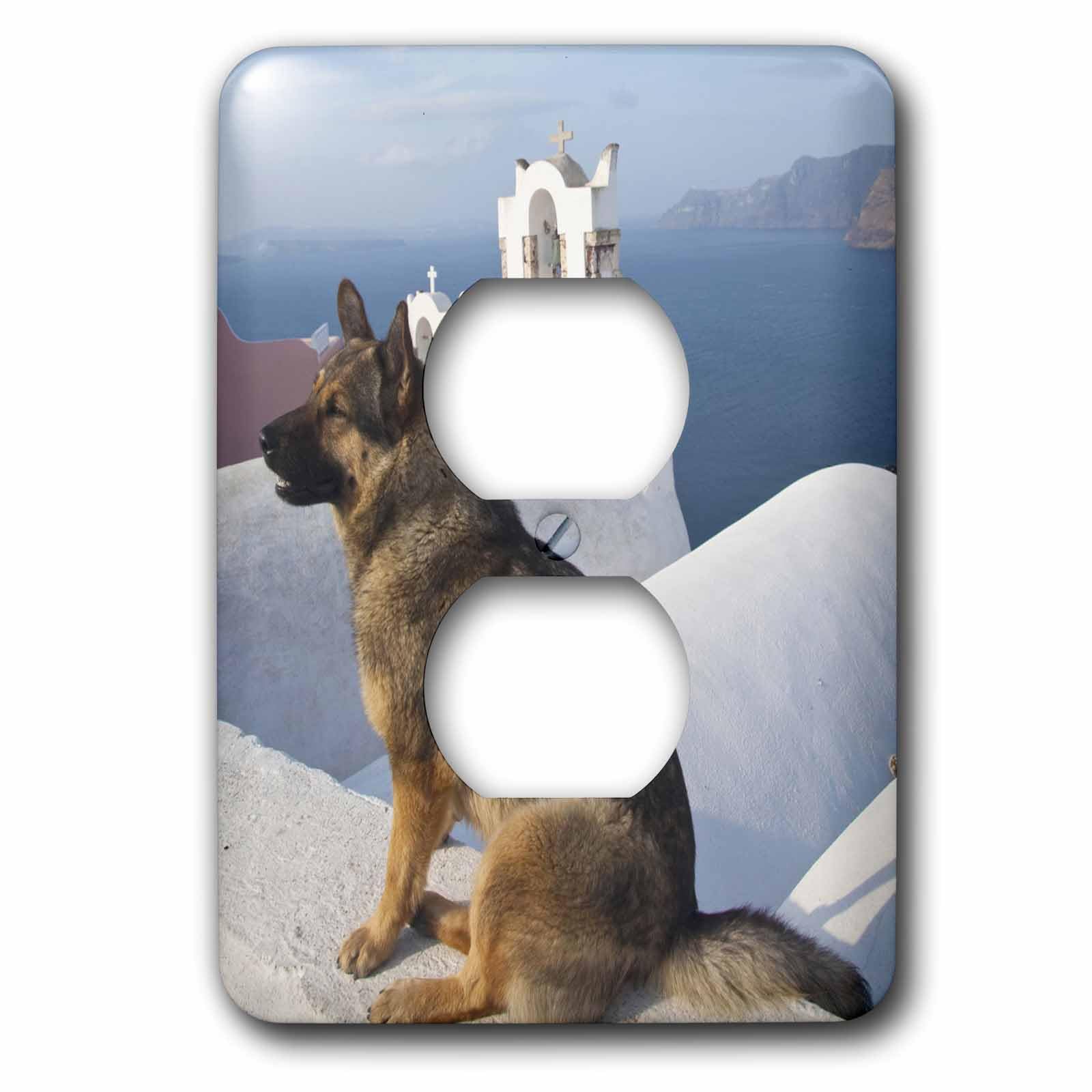 Prise double Santorin Grèce pour remplacer vos plaques murales blanches jaunies