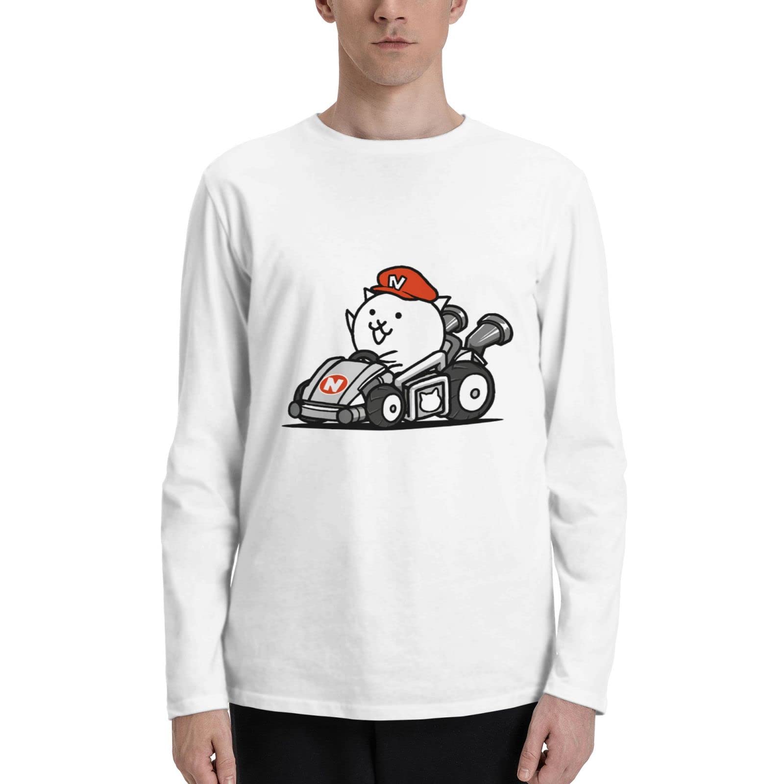 Amazon.co.jp: Tシャツ メンズ 長袖 にゃんこ大戦争 ロングtシャツ