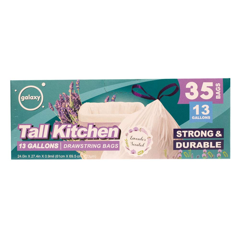 GALAXY13 Gallons Drawstring Tall Kitchen Bag, Lavender Scent, 35 Count