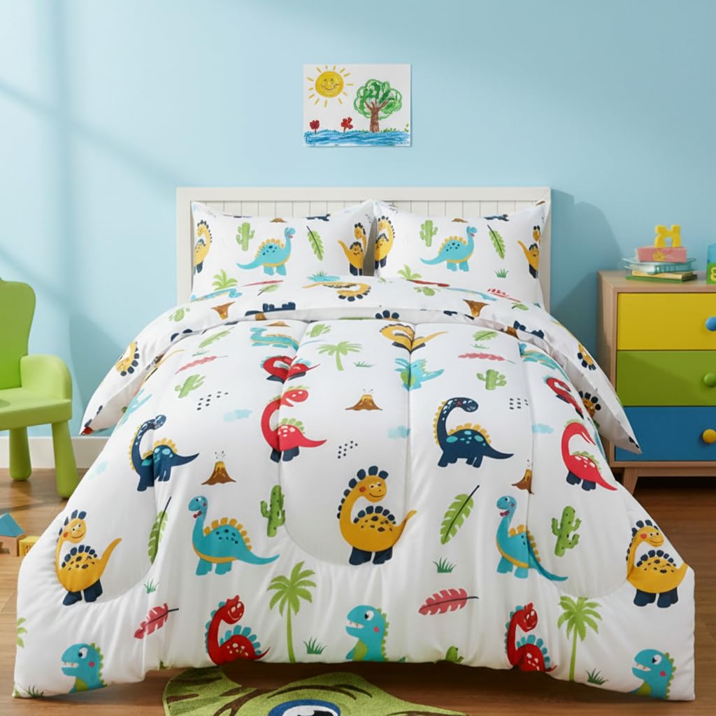 Utopia Bedding Juego de edredón de Dinosaurio para Todas Las Estaciones con