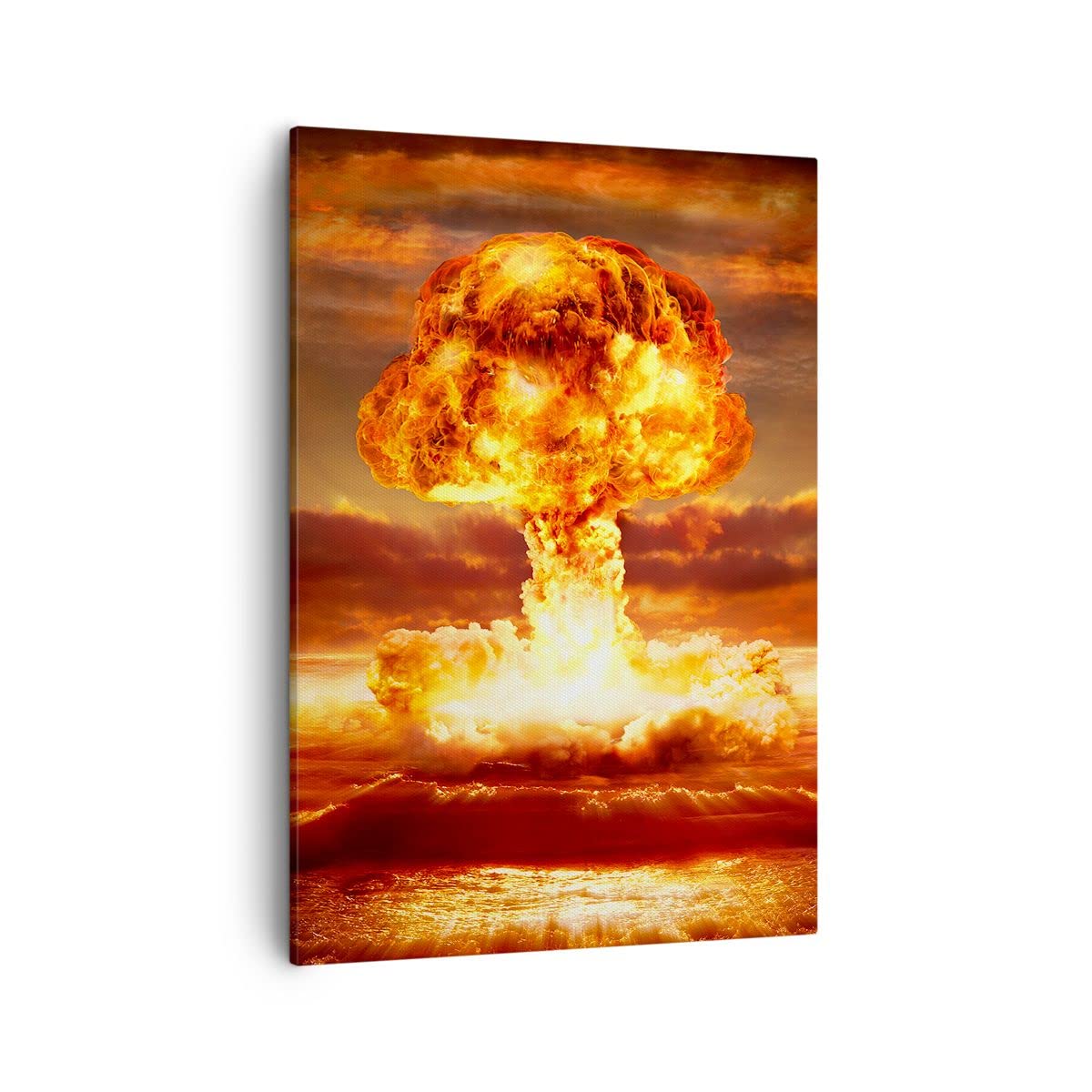 Tableau Toile Guerre Atomique 125x70cm - Impression Apocalypse Champignon Nucléaire, Décoration Murale Moderne