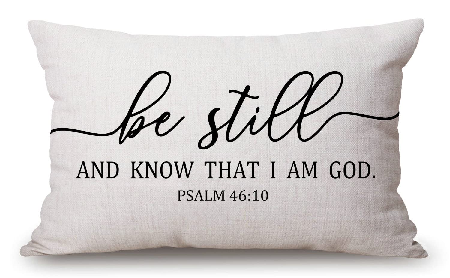 Solekla Jcp201 Be Still And Know That I Am God - Psalm 46:10 - Bible Verse Lumbar Throw Pillow Cover 12X20 Inch Decorative Bedroom Living Room Rectanglar Cushion Case For Bed Sofa Couch